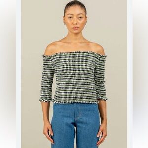 TOIT VOLANT Konet Top Off-Shoulder Black and White Striped Top. Size XS /S